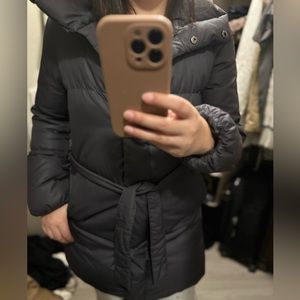 Theory down grey puffer jacket coat charcoal grey size small